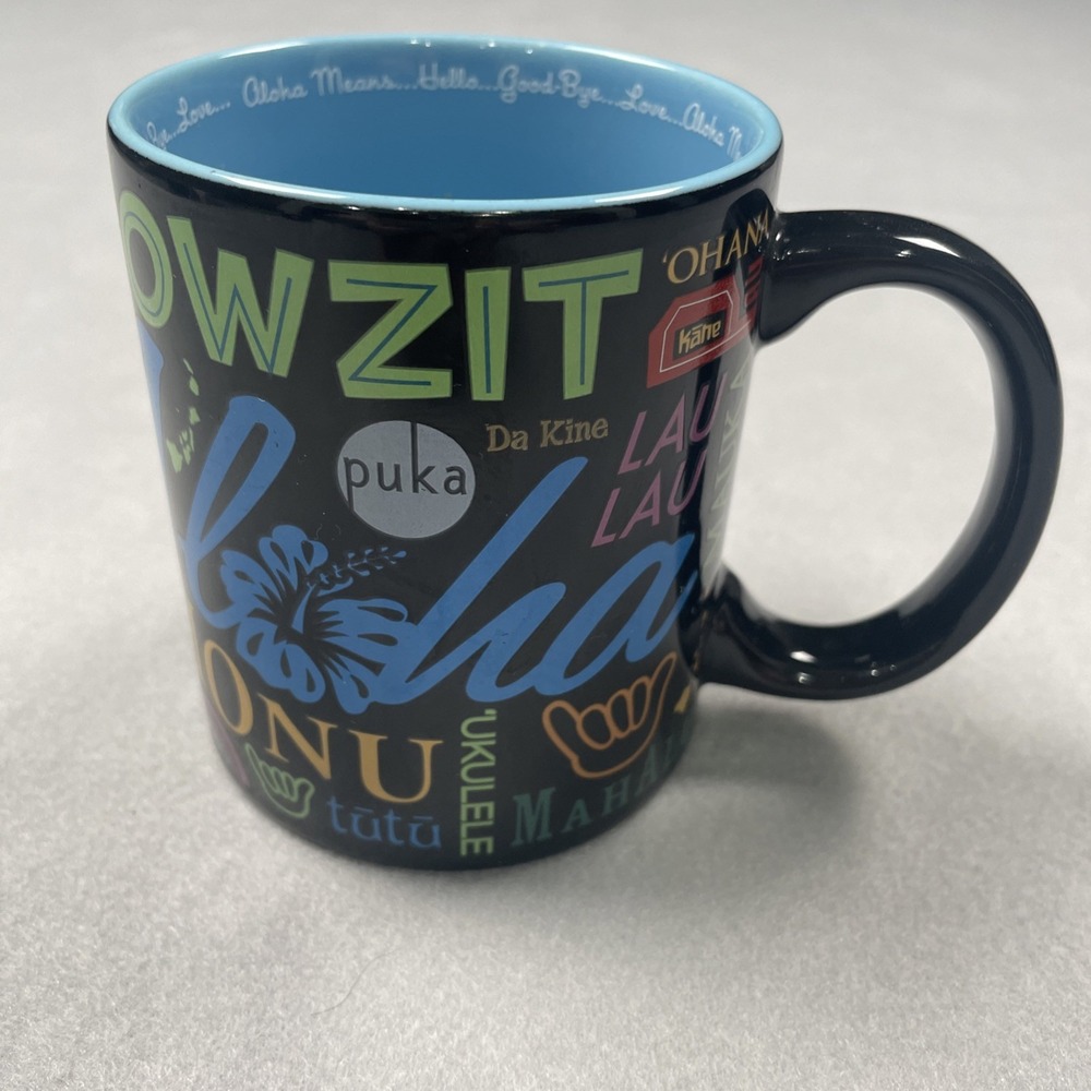 Aloha Means Hello Good Bye Love Mug‎ Rare Print